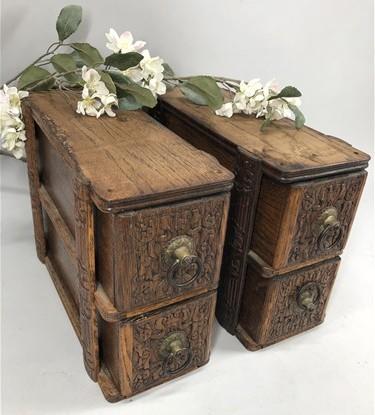 4 Sewing Machine Drawers Singer Treadle Cabinet, Sign Wood Cubbyholes B2