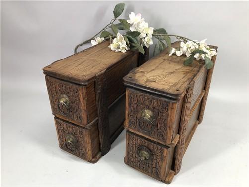 4 Sewing Machine Drawers Singer Treadle Cabinet, Sign Wood Cubbyholes B2