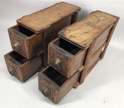 4 Sewing Machine Drawers Singer Treadle Cabinet, Sign Wood Cubbyholes B2