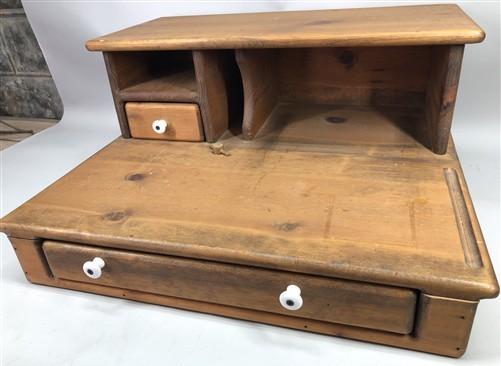 Portable Wood Desktop W/Cash Drawer, Vintage Countertop Cashier Payment Cabinet