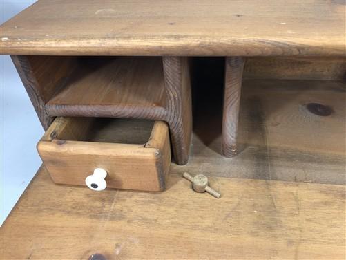 Portable Wood Desktop W/Cash Drawer, Vintage Countertop Cashier Payment Cabinet