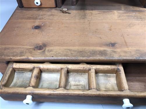 Portable Wood Desktop W/Cash Drawer, Vintage Countertop Cashier Payment Cabinet