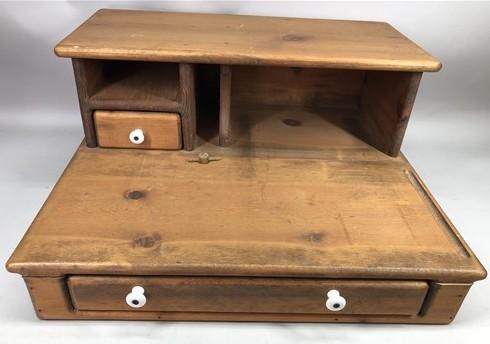 Portable Wood Desktop W/Cash Drawer, Vintage Countertop Cashier Payment Cabinet