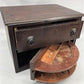 2 Drawer Wood Cabinet w/ Rotating Drawer, Vintage Organizer Gaming Craft Storage