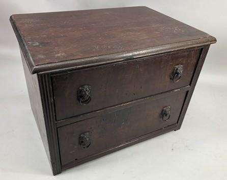 2 Drawer Wood Cabinet w/ Rotating Drawer, Vintage Organizer Gaming Craft Storage
