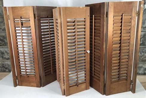 Lot Wood Shutters Victorian Window Louver Plantation Door Mission Vintage B17M