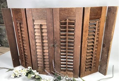 Lot Wood Shutters Victorian Window Louver Plantation Door Mission Vintage B18M