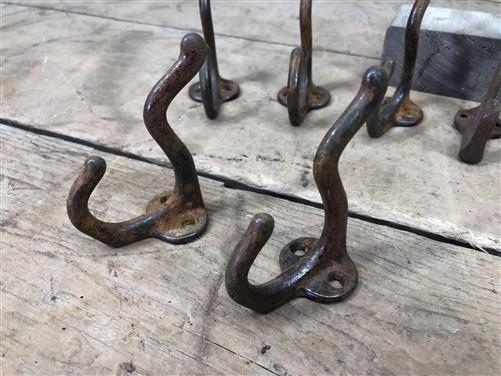 Lot 9 Rustic Cast Iron Hooks, Metal Coat Hoods, Cast Iron Wall Hooks, Hat Hooks
