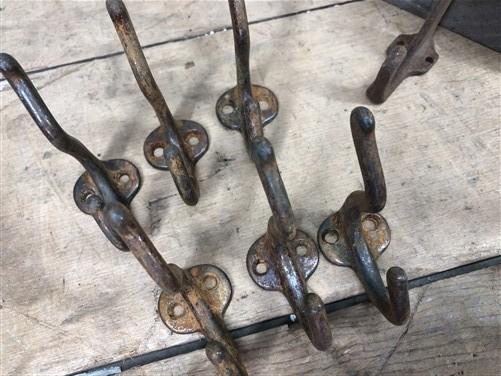 Lot 9 Rustic Cast Iron Hooks, Metal Coat Hoods, Cast Iron Wall Hooks, Hat Hooks