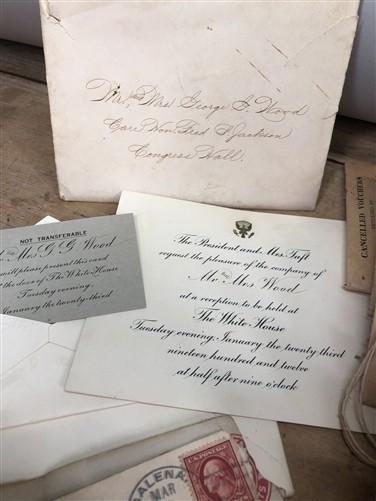 1912 Taft White House Invite, George G Wood Eureka Kansas Letters, Homer Koch