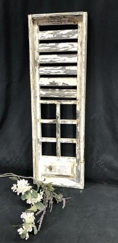 White Half Moon Shutter Wood Window Frame, Architectural Window Decorative A