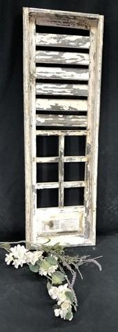 White Half Moon Shutter Wood Window Frame, Architectural Window Decorative A