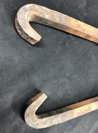 Blacksmith Metalworking Tong Tool, Vintage Cast Iron Large Hand Forged Tongs