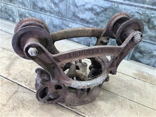 Adjustable Junior Louden Hay Trolley, Cast Iron Antique Pulley Barn Carrier D