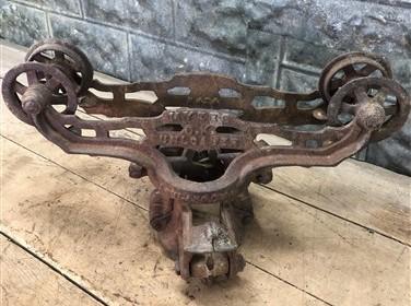 Myers OK Unloader Hay Trolley, Cast Iron Barn Carrier Rustic Vintage Farm Tool H
