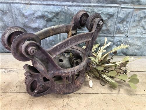 Adjustable Junior Louden Hay Trolley, Cast Iron Antique Pulley Barn Carrier C