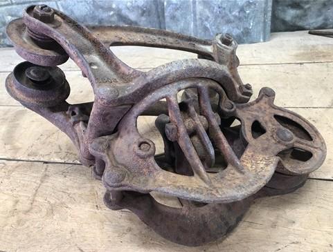 Adjustable Junior Louden Hay Trolley, Cast Iron Antique Pulley Barn Carrier C