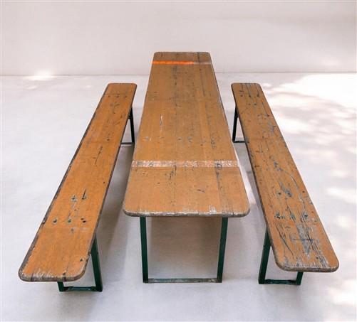 Vintage German Oktoberfest Beer Garden Table & Bench, Wood Outdoor Set B51