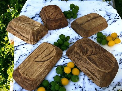 5 Small Wooden Dough Bowls, Carved Wood Trencher, Rustic Home Decor, Farmhouse