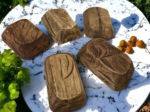 5 Small Wooden Dough Bowls, Carved Wood Trencher, Rustic Home Decor, Farmhouse