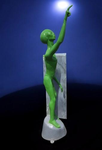 Alien Statue, Green Space Men, UFO Extraterrestrial Alien Art, Cast Aluminum, K