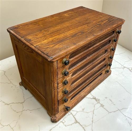 6 Drawer Architect's Flat File Cabinet, Vintage Oak Blueprint Storage File Chest