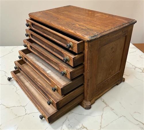 6 Drawer Architect's Flat File Cabinet, Vintage Oak Blueprint Storage File Chest