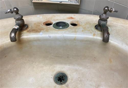Pedestal Sink, Vintage Cream Porcelain Bathroom Fixture, Architectural Salvage