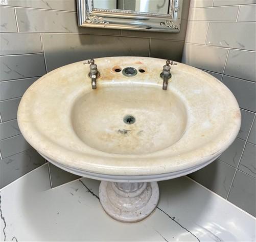 Pedestal Sink, Vintage Cream Porcelain Bathroom Fixture, Architectural Salvage