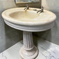 Pedestal Sink, Vintage Cream Porcelain Bathroom Fixture, Architectural Salvage