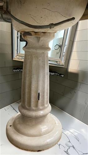 Pedestal Sink, Vintage Cream Porcelain Bathroom Fixture, Architectural Salvage