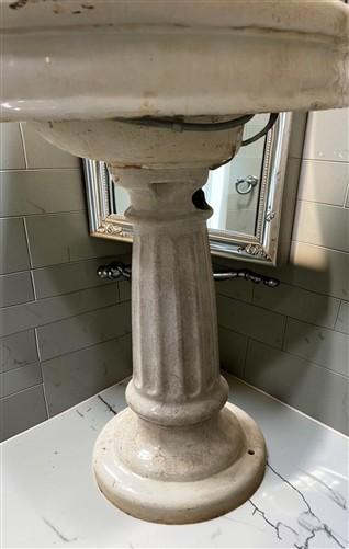 Pedestal Sink, Vintage Cream Porcelain Bathroom Fixture, Architectural Salvage
