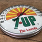 7UP Seven UP Glass Face Thermometer, Vintage Thermometer Advertising Sign Soda