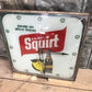 Enjoy Squirt Soda Lighted Bubble Glass Clock, Vintage Soda Pop Advertising Sign