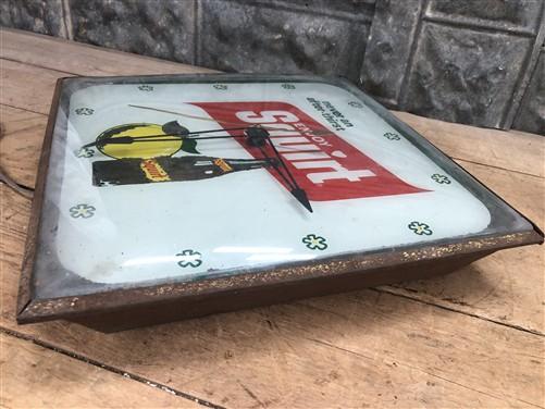 Enjoy Squirt Soda Lighted Bubble Glass Clock, Vintage Soda Pop Advertising Sign