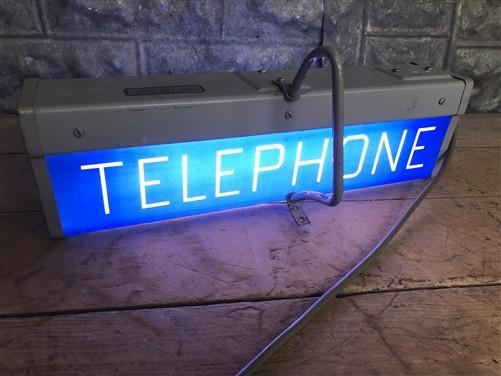 Lighted Telephone Sign, Vintage Western Electric Telephone Phone Booth Sign