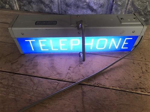 Lighted Telephone Sign, Vintage Western Electric Telephone Phone Booth Sign