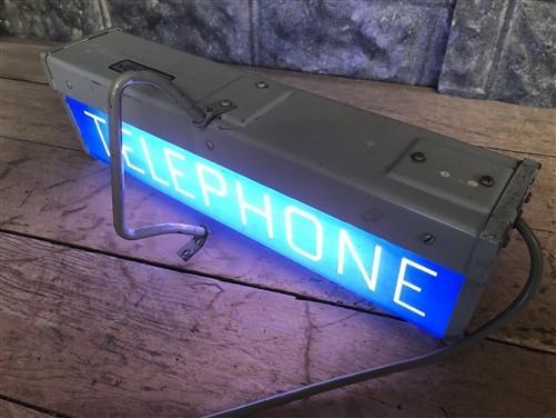 Lighted Telephone Sign, Vintage Western Electric Telephone Phone Booth Sign