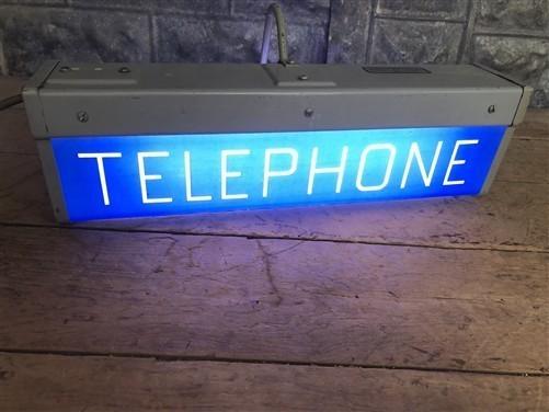 Lighted Telephone Sign, Vintage Western Electric Telephone Phone Booth Sign