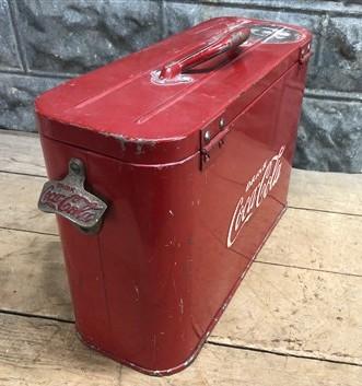 Drink Coca Cola Bottle Cooler, Vintage Metal Picnic Ice Chest, Bottle Opener