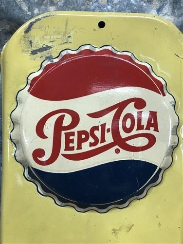 1955 Pepsi Cola Thermometer, Vintage Metal Soda Pop Advertising Sign