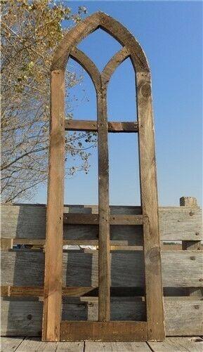 Dark American Gothic Style Wood Window Frame, Arched Farmhouse Window Frame