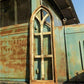 Dark American Gothic Style Wood Window Frame, Arched Farmhouse Window Frame