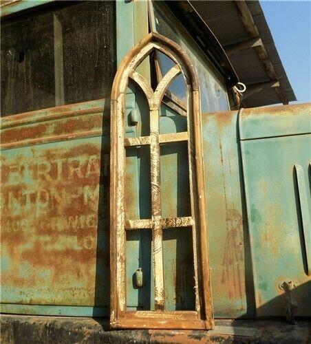 Dark American Gothic Style Wood Window Frame, Arched Farmhouse Window Frame