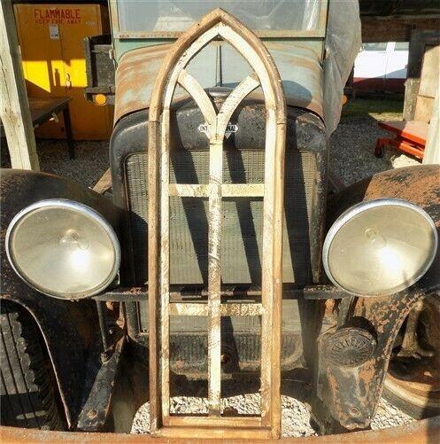 Dark American Gothic Style Wood Window Frame, Arched Farmhouse Window Frame