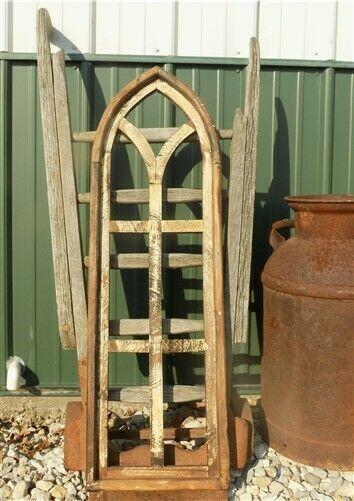 Dark American Gothic Style Wood Window Frame, Arched Farmhouse Window Frame