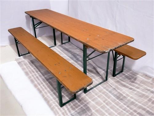 Vintage German Oktoberfest Beer Garden Table & Bench, Wood Outdoor Set B56