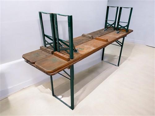 Vintage German Oktoberfest Beer Garden Table & Bench, Wood Outdoor Set B56