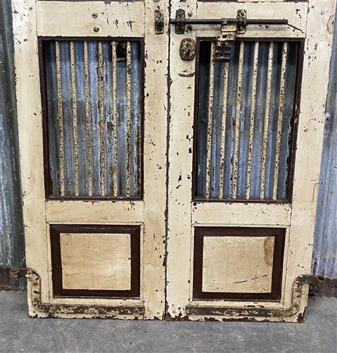 Vintage Indian Garden Gates, Carved Metal Teak Doors, Architectural Reclaim A100
