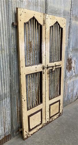Vintage Indian Garden Gates, Carved Metal Teak Doors, Architectural Reclaim A100